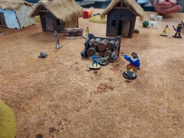 Ashore clearing a path