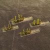 Overhead shot of British ships -- showing bases